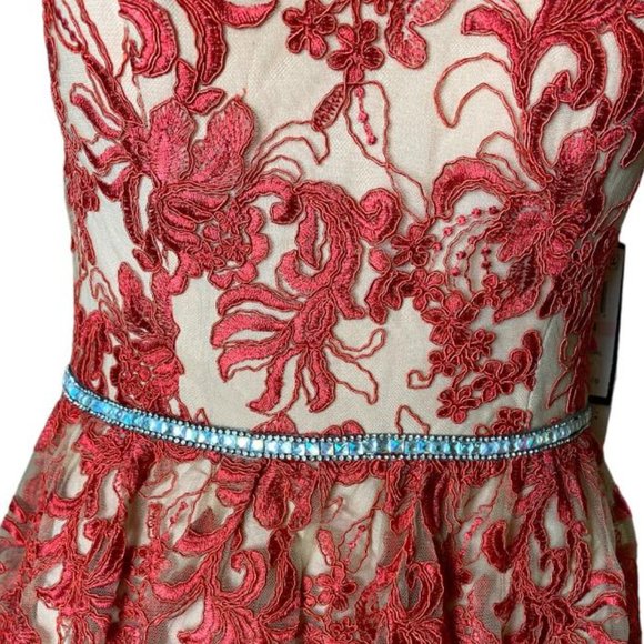 Party Dres SAY YES TO THE DRESS / Red   Sleeve Above The Knee Juniors Dress - Picture 7 of 8